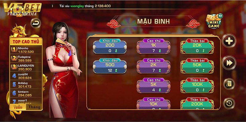 hình ảnh minh hoạ game mậu binh online